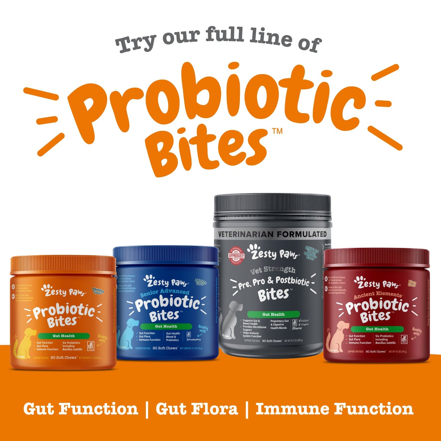 Zesty Paws Probiotic Bites™  6-Strain Digestive Health Supplement